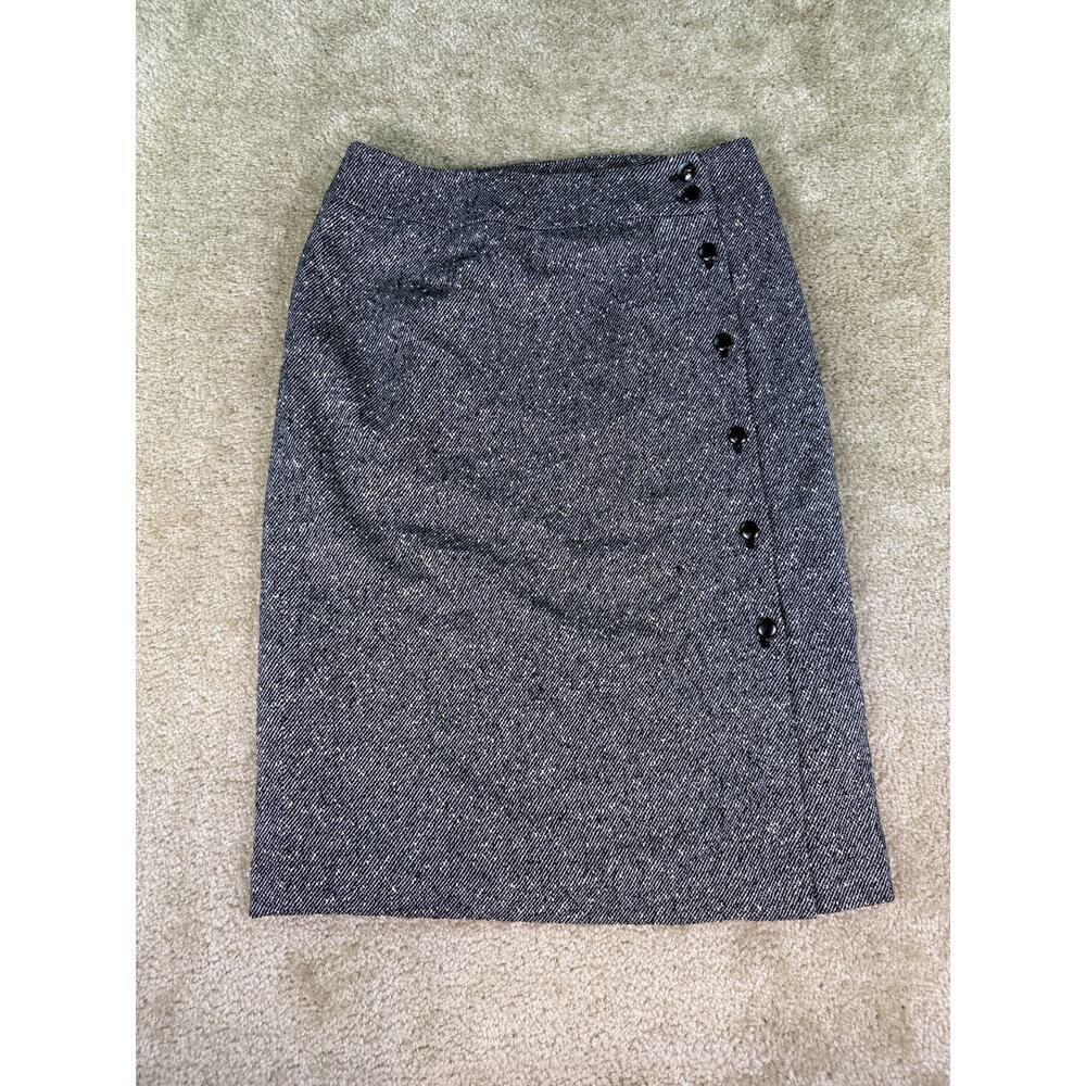 Vintage Talbots Women's Wool Blend Skirt Size 8 Black And White USA D035